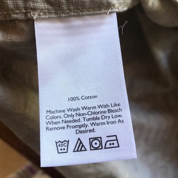 Eddie Bauer Leaf Print Button Down Cotton Short Sleeve Shirt Men's Size TL - Picture 7 of 7